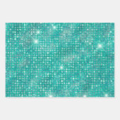 Elegant Turquoise Gold Stripes Glitter Gift Inpakpapier Vel (Voorkant 3)