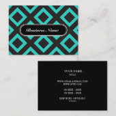 Elegant Turquoise Graphic Square Pattern Visitekaartje (Voorkant / Achterkant)