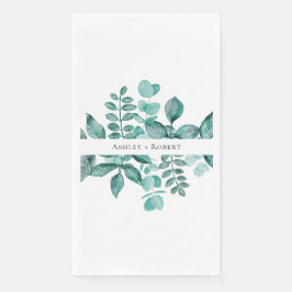 Elegant Turquoise Groen Waterverf Modern Huwelijk Servet