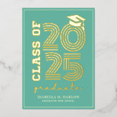 Elegant Turquoise High School Afstuderen Gold Folie Uitnodiging (Voorkant)