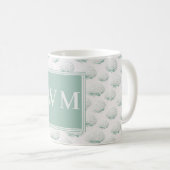 Elegant Turquoise Hydrangea Monogram Koffiemok (Voorkant rechts)