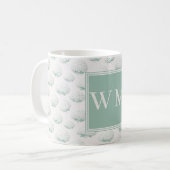Elegant Turquoise Hydrangea Monogram Koffiemok (Voorkant links)