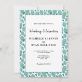 Elegant Turquoise Leaf Pattern Botanical Wedding I Kaart (Voorkant)