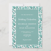 Elegant Turquoise Leaf Pattern Botanical Wedding I Kaart (Voorkant)