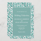 Elegant Turquoise Leaf Pattern Botanical Wedding I Kaart (Voorkant / Achterkant)