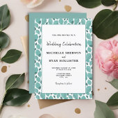 Elegant Turquoise Leaf Pattern Botanical Wedding I Kaart