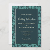 Elegant Turquoise Leaf Pattern Botanical Wedding I Kaart (Voorkant)