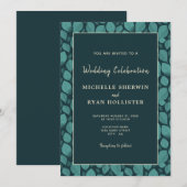 Elegant Turquoise Leaf Pattern Botanical Wedding I Kaart (Voorkant / Achterkant)