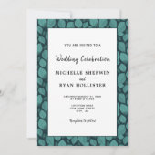 Elegant Turquoise Leaf Pattern Botanical Wedding Kaart (Voorkant)
