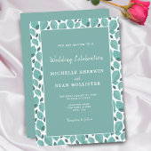 Elegant Turquoise Leaf Pattern Botanical Wedding Kaart