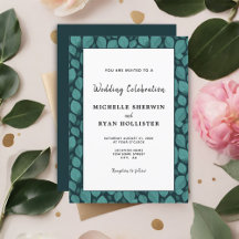Elegant Turquoise Leaf Pattern Botanical Wedding