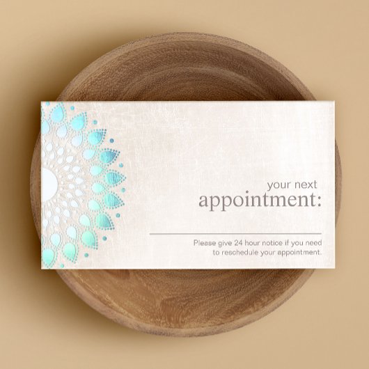 Elegant Turquoise Lotus Floral Appointment Card Afsprakenkaartje
