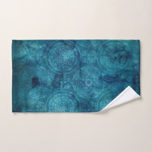 Elegant Turquoise Mandala Waterverf Patroon Bad Handdoek (Handdoek)