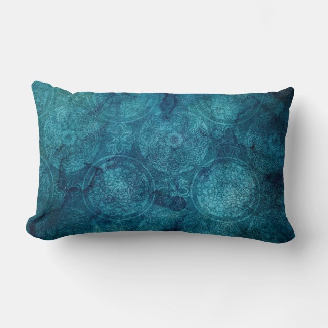 Elegant Turquoise Mandala Waterverf Patroon Kussen (Voorkant)