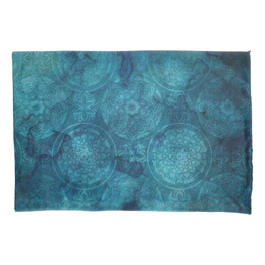 Elegant Turquoise Mandala Waterverf Patroon Kussensloop (Voorkant)