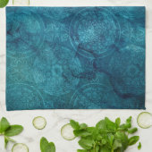 Elegant Turquoise Mandala Waterverf Patroon Theedoek (Gevouwen)