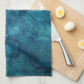 Elegant Turquoise Mandala Waterverf Patroon Theedoek (Quarter Fold)