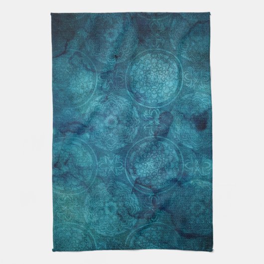Elegant Turquoise Mandala Waterverf Patroon Theedoek (Verticaal)