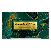 Elegant turquoise marmer faux goudbus magnetisch visitekaartje (Voorkant)