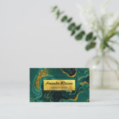Elegant turquoise marmer faux goudbus visitekaartje (Staand voorkant)
