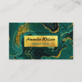 Elegant turquoise marmer faux goudbus visitekaartje (Voorkant)