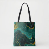 Elegant turquoise marmer faux gouglitter tote bag (Voorkant)
