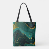 Elegant turquoise marmer faux gouglitter tote bag (Achterkant)