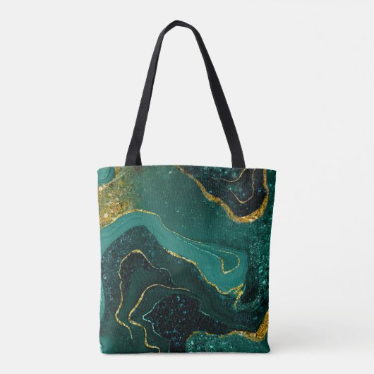 Elegant turquoise marmer faux gouglitter tote bag (Achterkant)