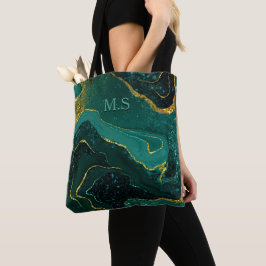 Elegant turquoise marmer faux gouglitter tote bag