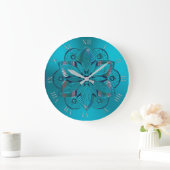 Elegant Turquoise Metallic Mandala Clock Grote Klok (Huis)