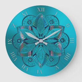 Elegant Turquoise Metallic Mandala Clock Grote Klok
