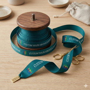 Elegant Turquoise Moderne Op maat gemaakte Zakelij Satijnen Lint