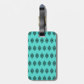 Elegant Turquoise Monogram Luggage Tag Bagagelabel (Achterkant verticaal)