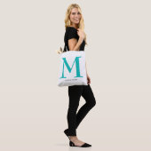 Elegant Turquoise Monogram Naam Tote Bag (Op model)