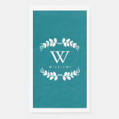 Elegant turquoise monogram servet (Voorkant)