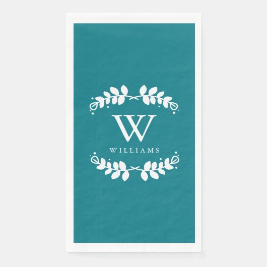 Elegant turquoise monogram servet (Voorkant)