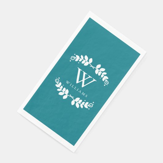 Elegant turquoise monogram servet (Hoek)