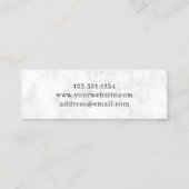 Elegant turquoise nagellak witte marmer mini visitekaartje (Achterkant)