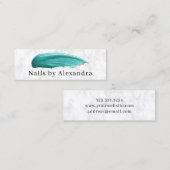 Elegant turquoise nagellak witte marmer mini visitekaartje (Voorkant / Achterkant)