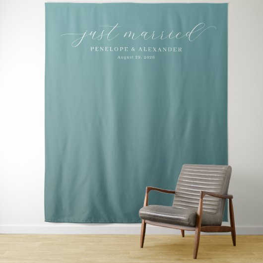 Elegant Turquoise Net Getrouwd Wandkleed (In situ)