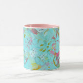 Elegant Turquoise Oasis Abstract met roze Mok (Midden)