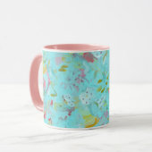 Elegant Turquoise Oasis Abstract met roze Mok (Voorkant links)
