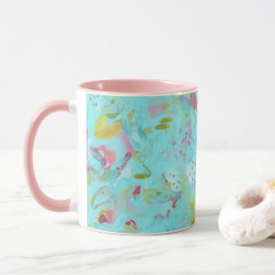 Elegant Turquoise Oasis Abstract met roze Mok