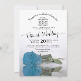 Elegant Turquoise of Sky Blue Roos Virtual Wedding Kaart