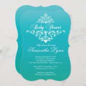 Elegant Turquoise Ombre Baby shower Invitation Kaart (Voorkant / Achterkant)