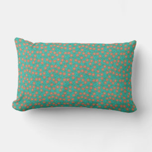 Elegant Turquoise & Oranje Floral Decorative Kussen