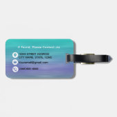 Elegant Turquoise Paarse Geborsteld Metaal Monogra Bagagelabel (Achterkant horizontaal)