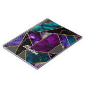 Elegant turquoise paarse glitter girly schetsboek notitieboek (Linkerzijde)