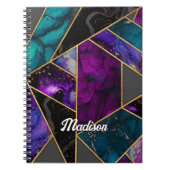 Elegant turquoise paarse glitter girly schetsboek notitieboek (Voorkant)