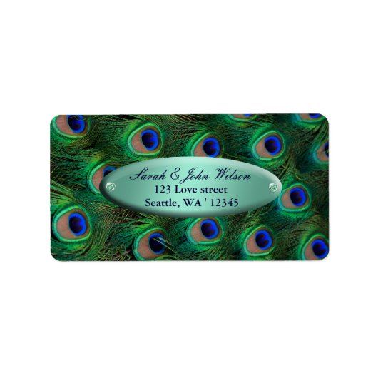 elegant turquoise peace address label (Voorkant)